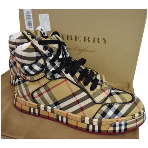 designer burberry high top sneakers.